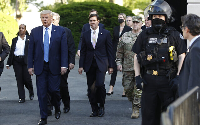 In this June 1, 2020, file photo President Donald Trump departs the White House to visit outside St. John's Church in Washington. (AP Photo/Patrick Semansky, File)