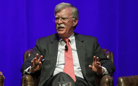 Former US national security adviser John Bolton speaks in Nashville, Tennessee, February 19, 2020. (AP Photo/Mark Humphrey)
