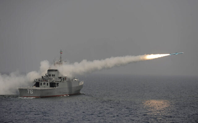 Illustrative: An Iranian warship fires a  missile, reported to be a Noor long-range anti-ship missile, in an exercise in the  southern waters of Iran, March 9, 2010. (AP Photo/IIPA, Ebrahim Norouzi)