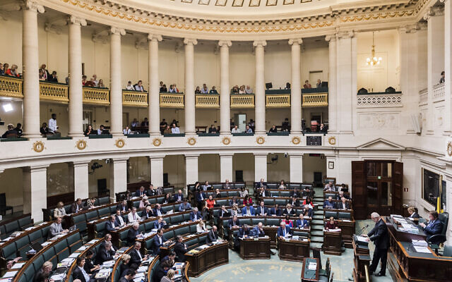 File: Members of the Belgian Federal Parliament attend a plenary session, October 26, 2017. (AP Photo/Geert Vanden Wijngaert)
