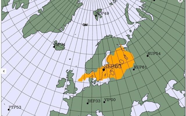 Possible source region (in orange) of slightly higher than usual levels of radioactivity in Europe, as tweeted June 26, 2020 by Lassino Zerbo, Executive Secretary of the Comprehensive Nuclear-Test-Ban Treaty Organization (via Twitter)