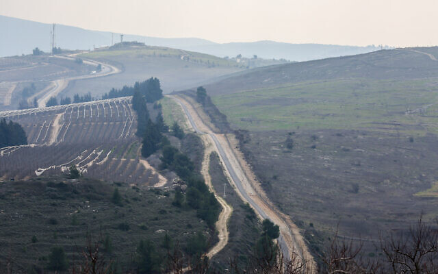 View of the border fence between Israel and Lebanon in northern Israel, February 16, 2020.  (David Cohen/Flash90)