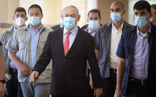 Prime Minister Benjamin Netanyahu arrives for a Likud party meeting at the Knesset, May 25, 2020. (Flash90)