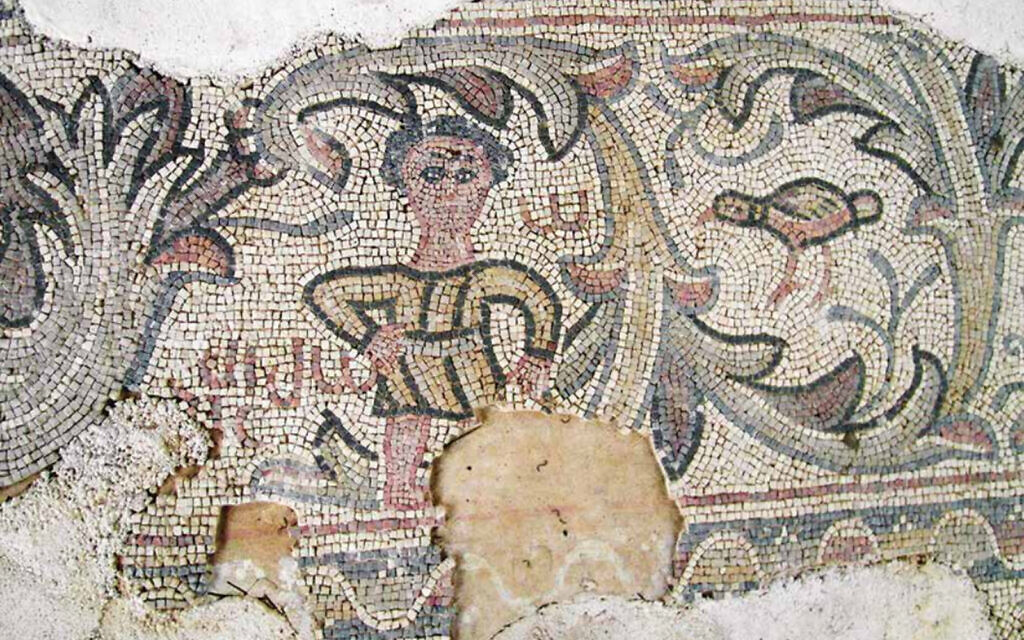 Part of a Byzantine-era mosaic unearthed in 2007 in northern Israel at the Pi Mazuva dig site. (Courtesy/Israel Antiquities Authority)