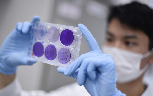 A researcher works on virus replication in order to develop a vaccine against COVID-19, in Belo Horizonte, Brazil, March 26, 2020. (Douglas Magno/AFP)