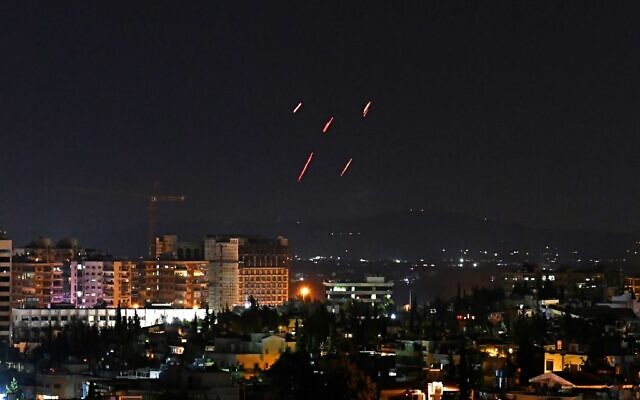 Syrian Air defenses respond to alleged Israeli missiles targeting south of the capital Damascus, on July 20, 2020. (AFP)