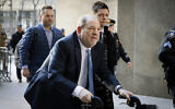 Harvey Weinstein arrives at a Manhattan courthouse during jury deliberations in his rape trial in New York, February 24, 2020. (John Minchillo/AP)