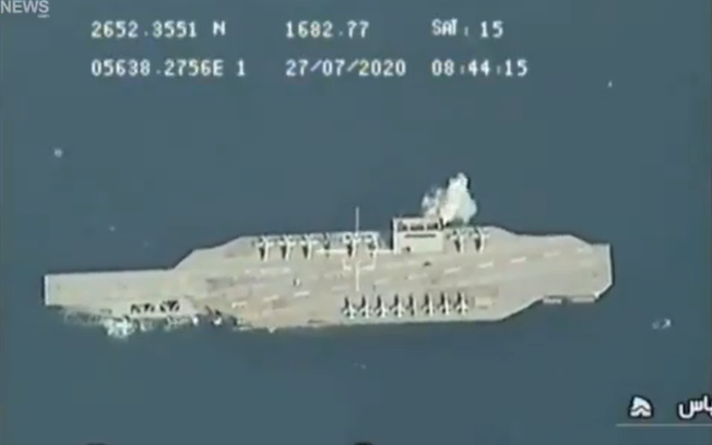Iran accidentally sinks its mock US aircraft carrier, blocking key