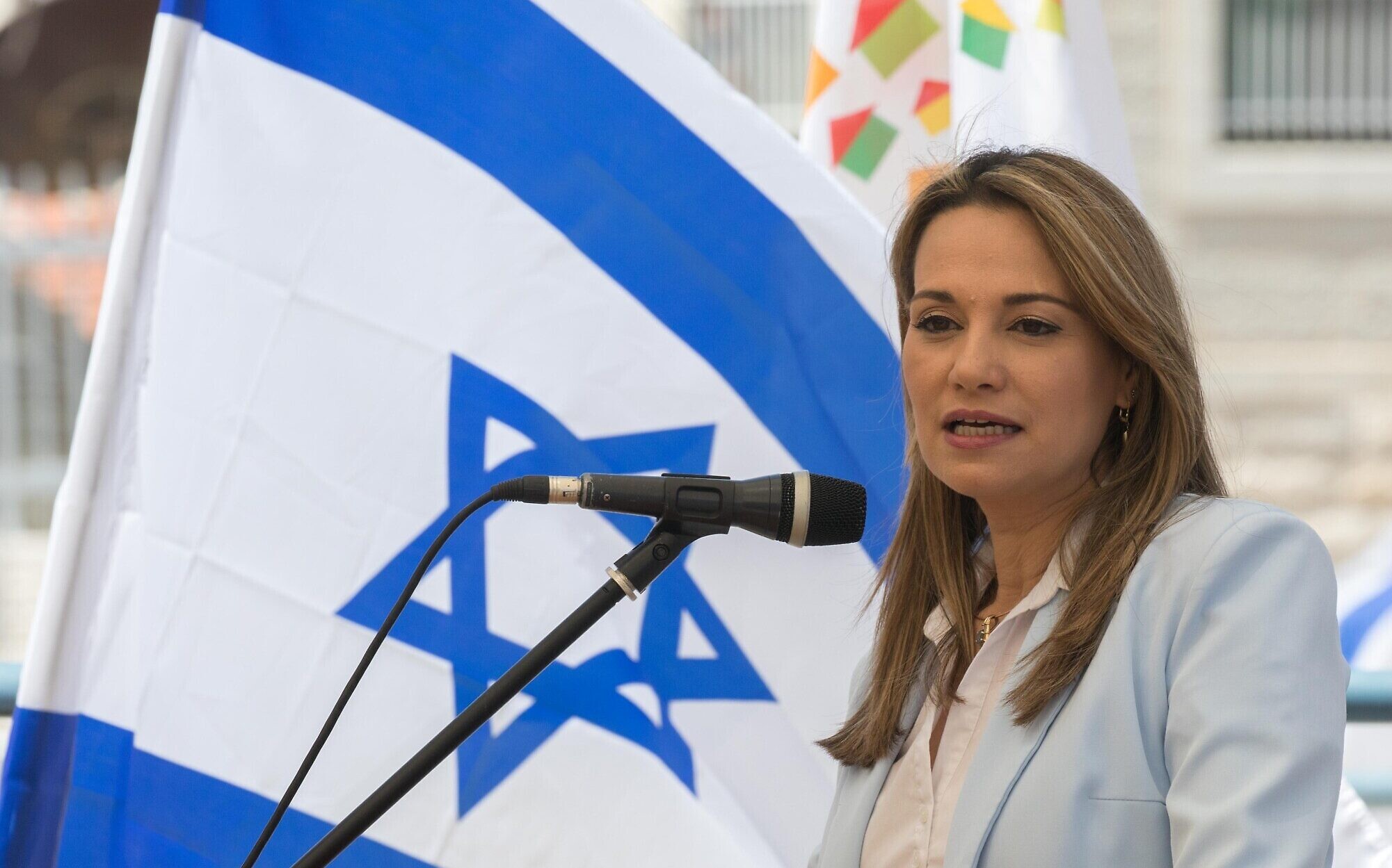 Yifat Shasha-Biton at a Housing Ministry ceremony in Jerusalem on May 18, 2020. (Olivier Fitoussi/Flash90)
