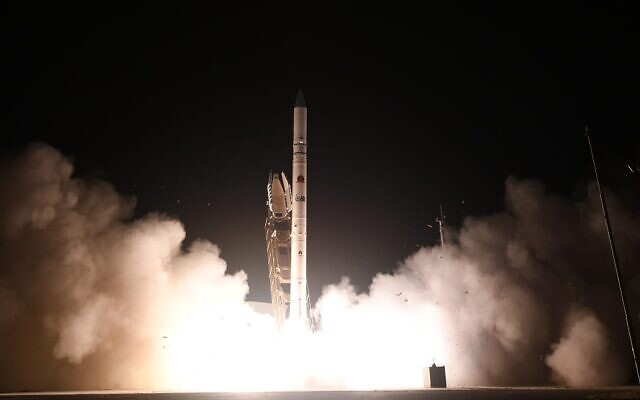 Israel's Ofek-16 reconnaissance satellite takes off from central Israel on July 6, 2020. (Defense Ministry)
