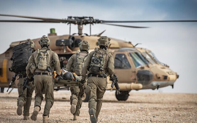 Soldiers from the Israeli Air Force's elite Unit 669 take part in an exercise in an undated photograph. (Israel Defense Forces)