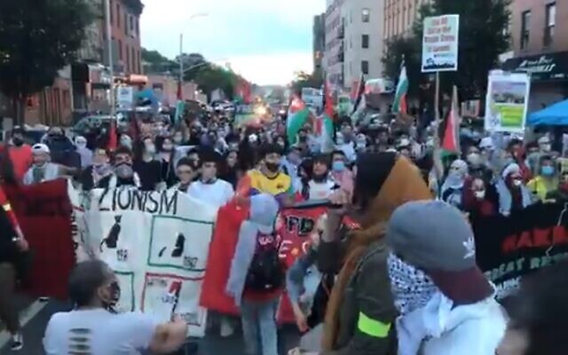 Pro-Palestinian protesters in a 'Day or Rage' protests in Brooklyn, New York, July 1, 2020 (video screenshot)