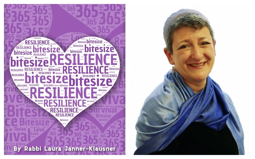 Left, cover of 'Bitesize Resilience,' by author Rabbi Laura Janner-Klausner, right, October 2015; (Courtesy)