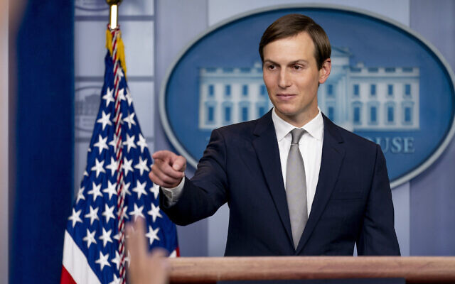 White House senior adviser Jared Kushner speaks at a press briefing at the White House in Washington, following the announcement  of Israel's normalization agreement with the UAE, August 13, 2020. (AP Photo/Andrew Harnik)