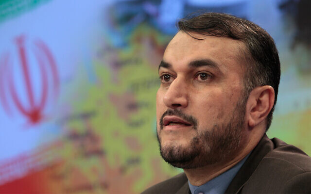Iranian official, Hossein Amir-Abdollahian, then deputy foreign minister, speaks during a press conference in Moscow, Russia, August 3, 2012. (AP Photo/Misha Japaridze)