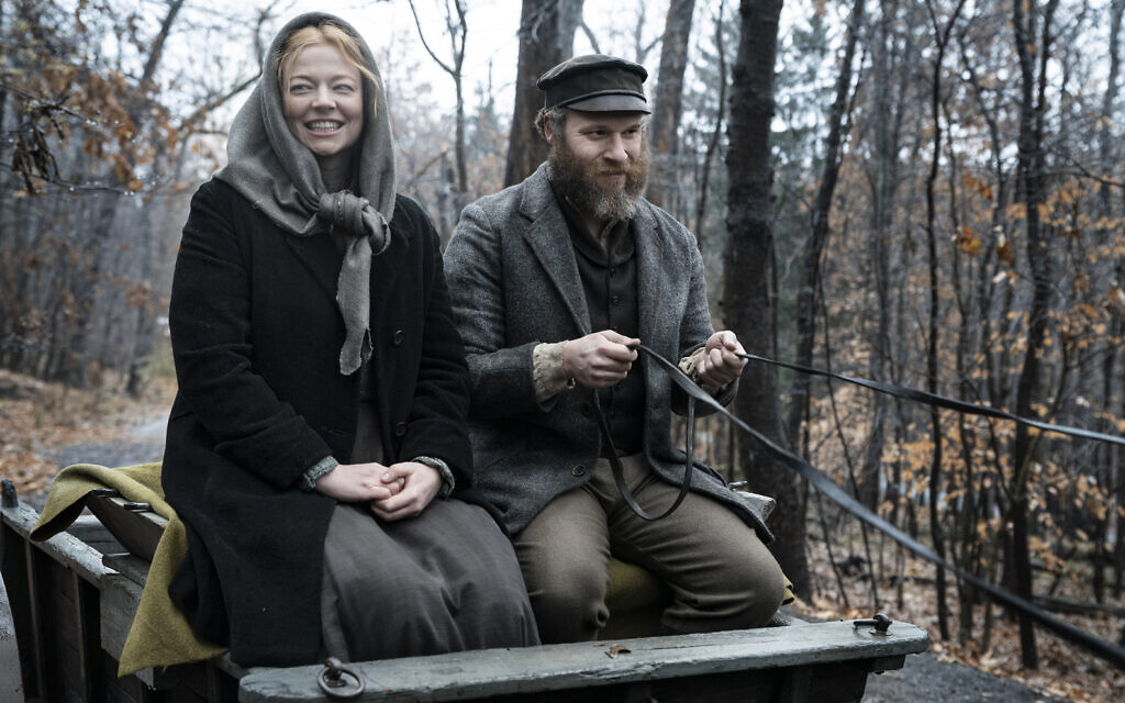 Sarah Snook with Seth Rogen in 'An American Pickle.' (Courtesy HBO)