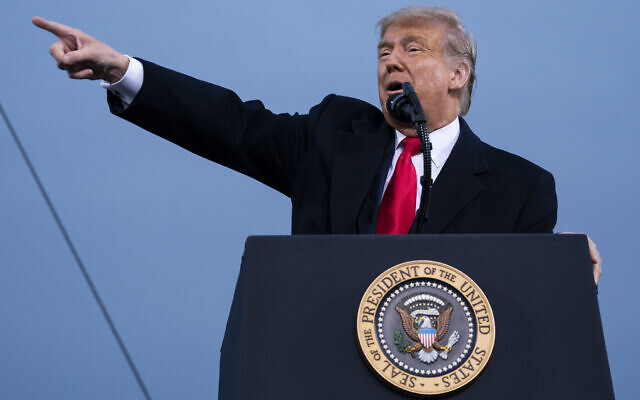 US President Donald Trump speaks during a campaign rally at Fayetteville Regional Airport, September 19, 2020, in Fayetteville, North Carolina. (AP Photo/Evan Vucci)