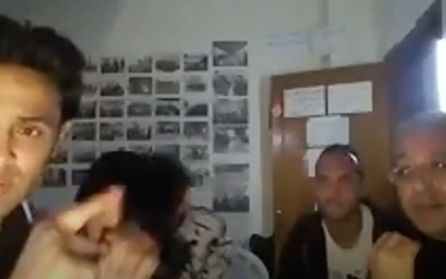 Rami Aman, 38, speaks to Israeli activists during a videoconference in April before being arrested by Hamas authorities (Screenshot: Youtube)