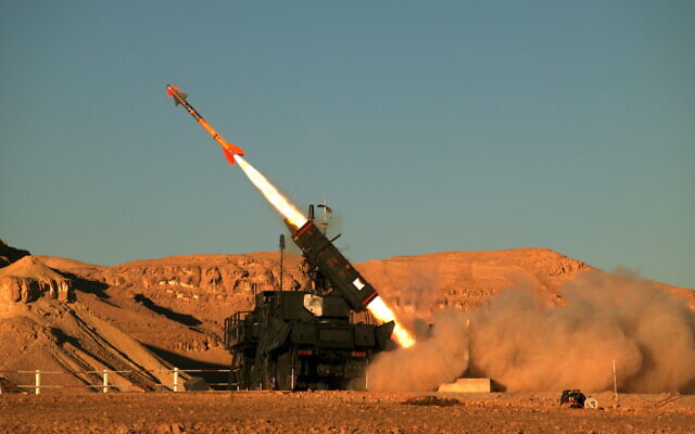 A SPYDER surface-to-air missile is fired in a test in an undated photograph. (Rafael Advanced Defense Systems Ltd.)