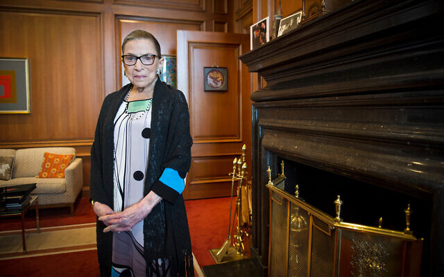 Justice Ruth Bader Ginsburg is seen in her chambers at the Supreme Court in Washington, July 31, 2014. (AP Photo/Cliff Owen, File)