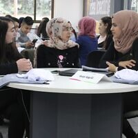 Arab students take part in a Makeathon in 2020 at Tel Aviv University organized by Tsofen. A Makeathon is when teams work to build new products (Courtesy)