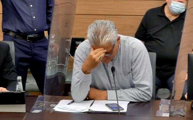 Eli Avidar attends the Constitution, Law and Justice committee, September 25, 2020. (Screen grab/Knesset channel)