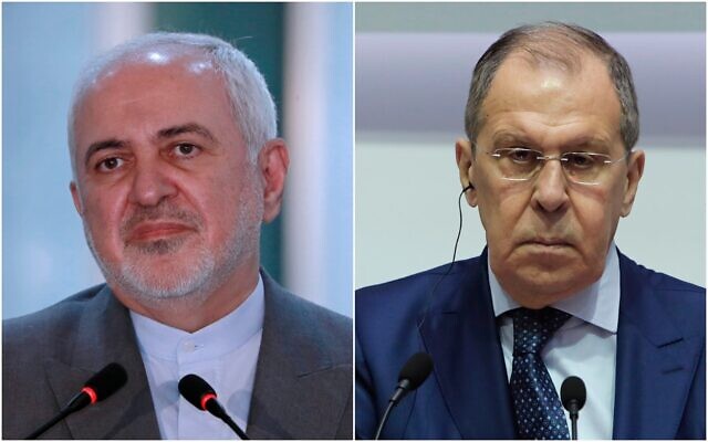 Photo composite: Iranian Foreign Minister Mohammad Javad Zarif (L) and Russian Foreign Minister Sergey Lavrov (Hadi Mizban, Petros Karadjias/AP Photos)