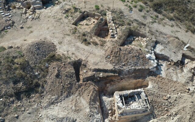 An ancient Roman Jewish farm discovered in the Galilee, with an intact ritual bath that was moved to nearby Kibbutz Hannaton in September 2020 (Courtesy Ibrahim/Israel Antiquities Authority)