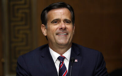 In this May 5, 2020, file photo, then-Rep. John Ratcliffe, R-Texas, and now Director of National Intelligence testifies before the Senate Intelligence Committee on Capitol Hill in Washington. Officials say Russia and Iran have obtained some voter registration data, aiming to interfere in the November election. (AP Photo/Andrew Harnik, Pool)