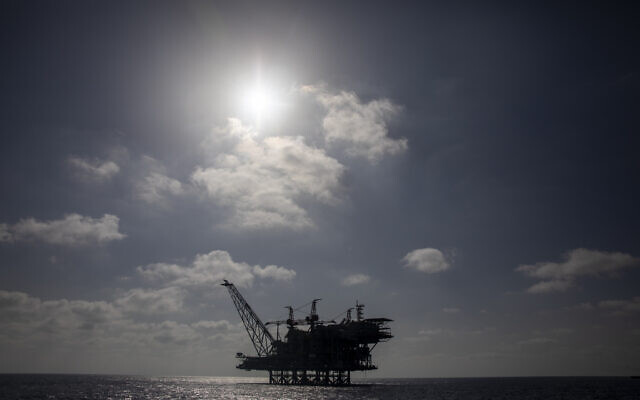 Israel's offshore Leviathan gas field in the Mediterranean Sea, Tuesday, Sept. 29, 2020. (AP/Ariel Schalit)