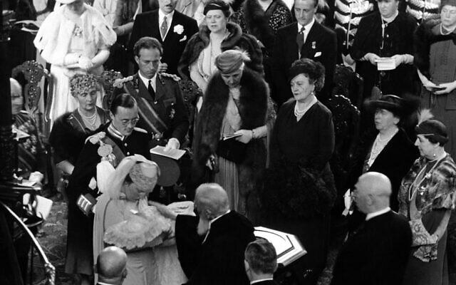 Princess Beatrix, 14-week-old daughter of Princess Juliana and Prince Bernhard, appeared in public for the first time, when she was christened in the Groote Kerk, the Protestant Church on May 12, 1938, in the Hague, Holland, Netherlands. (AP Photo)