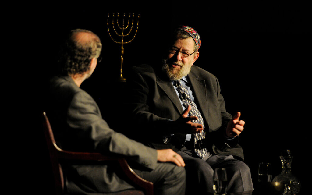 Rabbi Arthur Green, right, and Rabbi Joe Rooks Rapport speak, May 17 2013. (Wikimedia commons/Flickr/CC-A-2.0/Festival of Faiths)