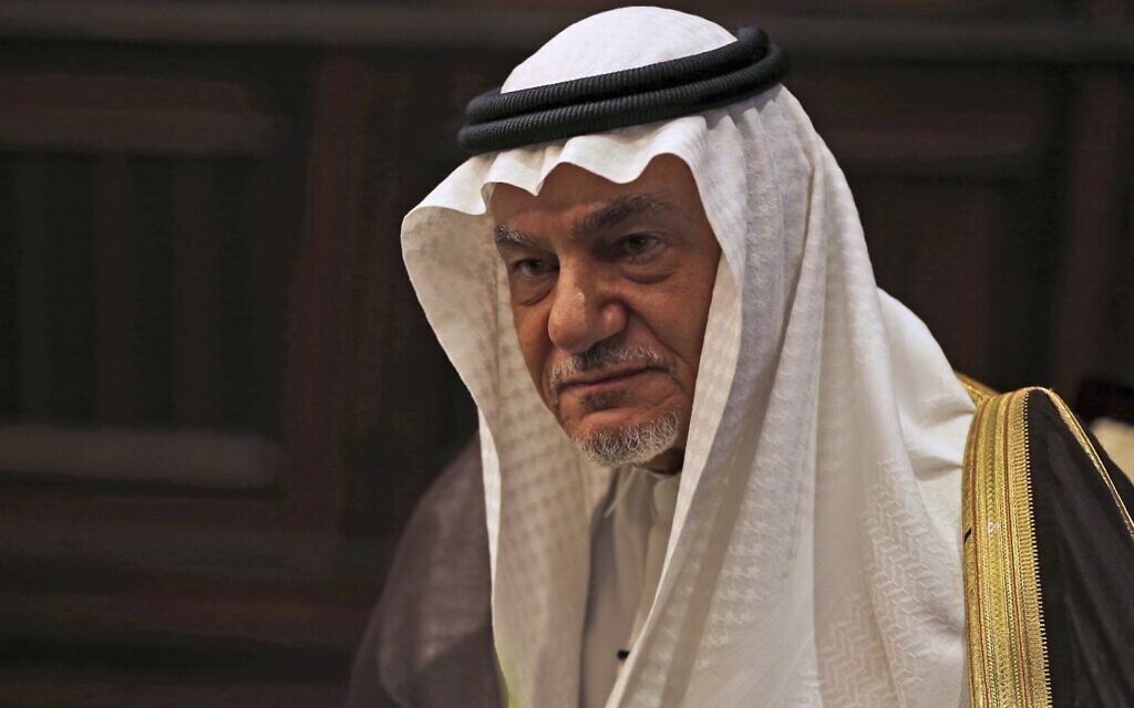 In this November 24, 2018, photo, Saudi Prince Turki al-Faisal in Abu Dhabi, United Arab Emirates (AP Photo/Kamran Jebreili)
