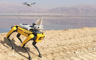 Percepto, an Israeli maker of drones, is creating a fleet of fully autonomous robots and drones to monitor industrial sites by teaming up with US robot maker Boston Dynamics (Courtesy)