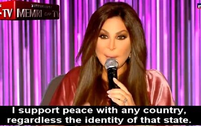 Elissar Zakaria Khoury, known popularly by her stage name Elissa, in an interview with MTV Lebanon, November 12, 2020. (Screengrab: Memri TV)