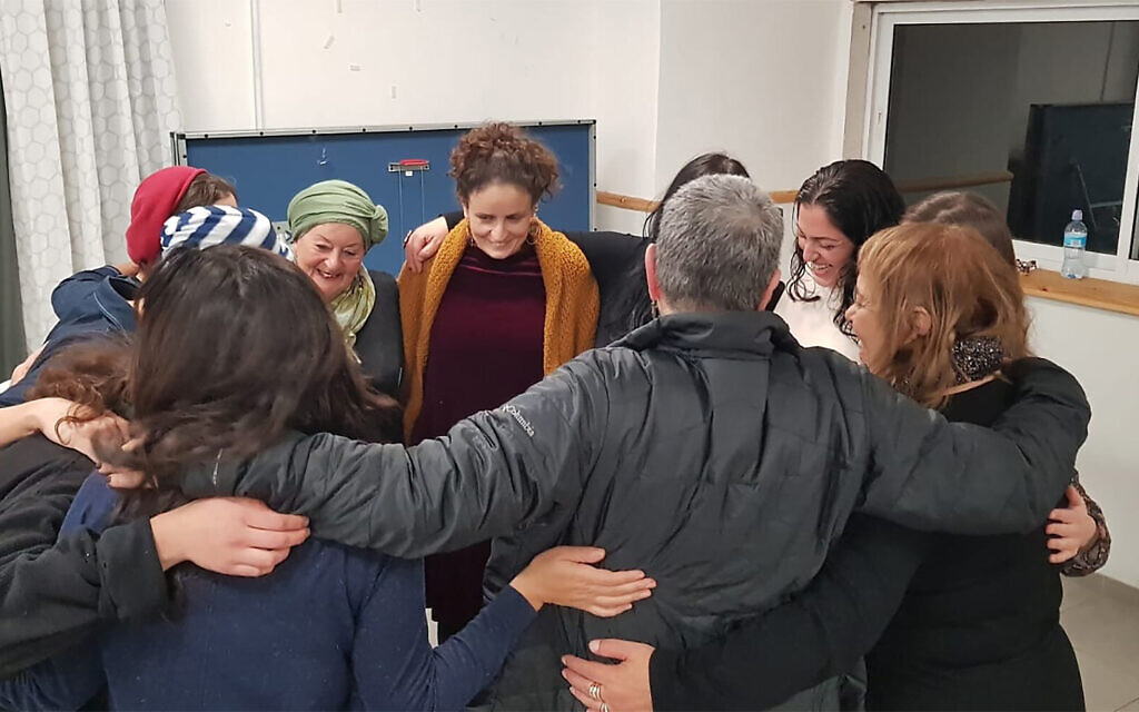 Women celebrate Rosh Chodesh el Banat in Jerusalem, December 2019. (Aliza Lavie/ via JTA)