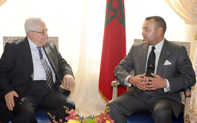 In this photo released Thursday Sept.23, 2010 by the Royal Palace, Morocco's King Mohammed VI, right, meets with Palestinian Authority President Mahmoud Abbas, left, Wednesday Sept. 22, 2010 in New York, during the the Millennium Development Goals at UN headquarters. (AP/Royal Palace/HO/Maroccan Royal Palace)