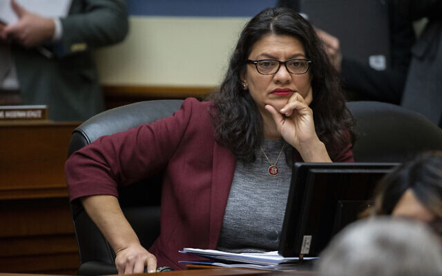 Rep. Rashida Tlaib, Democrat-Michigan, listens during a hearing of the House Committee on Oversight and Reform, on Capitol Hill, in Washington, on February 12, 2020. (Alex Brandon/AP)