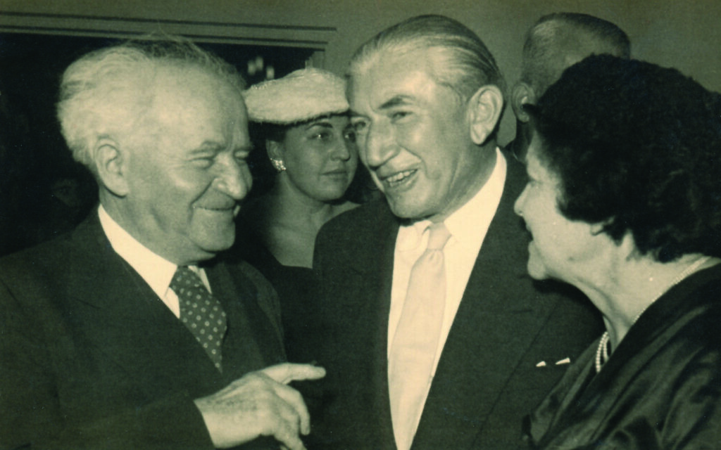 Yehuda Arazi with David and Paula Ben-Gurion in Israel. (Courtesy Orli Bach)