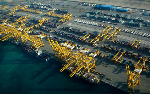 Container ships dock at the Dubai Port in the Jebel Ali Free Zone, United Arab Emirates, Jan. 3, 2010. (AP Photo/Kamran Jebreili)