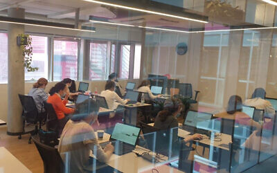 Ultra-Orthodox young women in the Adva training program, which aims to teach them with tech skill (Courtesy)