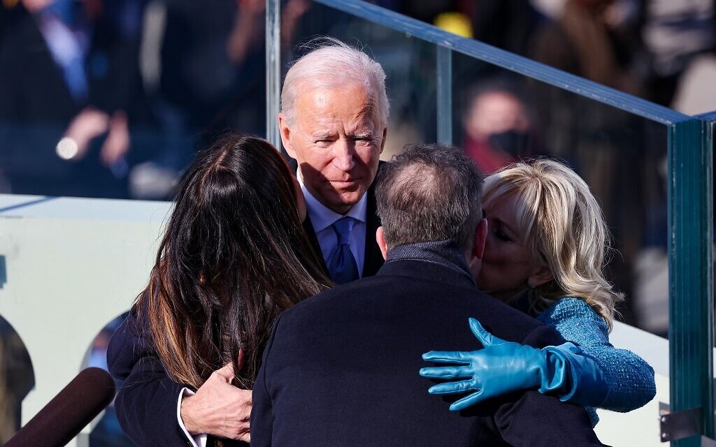 US President Joe Biden and first lady Jill Biden hug Hunter Biden and daughter Ashley Biden after being sworn in as US president during his inauguration on the West Front of the US Capitol on January 20, 2021 in Washington, D (Tasos Katopodis/Getty Images/AFP)