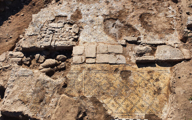 A Islamic period building in which a late 5th century CE Greek inscription, 'Christ born of Mary,' was found in secondary use, excavated in the village of et-Taiyiba (Taybeh) in the Jezreel Valley. (Tzachi Lang/Israel Antiquities Authority)