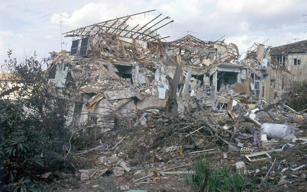 An Israeli apartment building that was destroyed in a Scud missile attack during the 1991 First Gulf War. (Defense Ministry Archive)