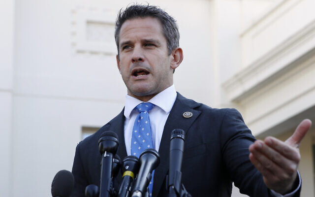 Rep. Adam Kinzinger, R-Ill., speaks to the media, Wednesday, March 6, 2019, at the White House in Washington. (AP Photo/Jacquelyn Martin)