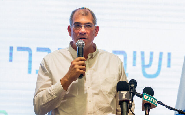 Jewish Home Director-General Nir Orbach speaks at the party's primary elections in Ramat Gan on February 4, 2019. (Flash90)