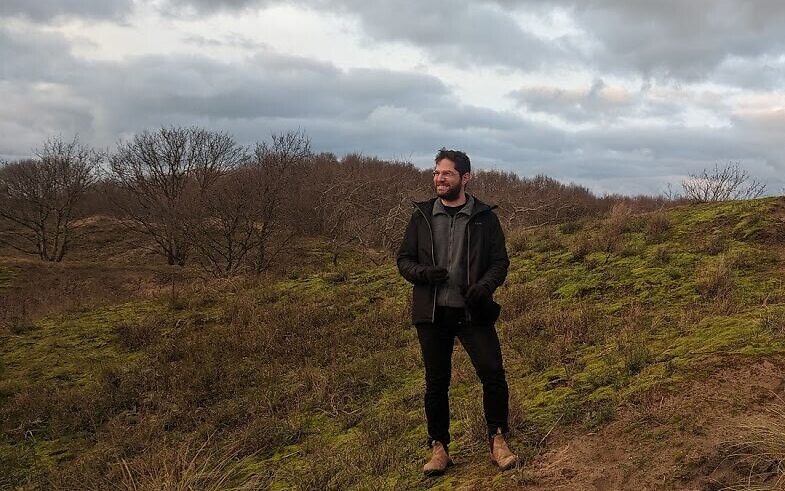 Gil Cohen, 35, at the Hague Dunes park in Holland on January 10, 2021. (courtesy, Gil Cohen)