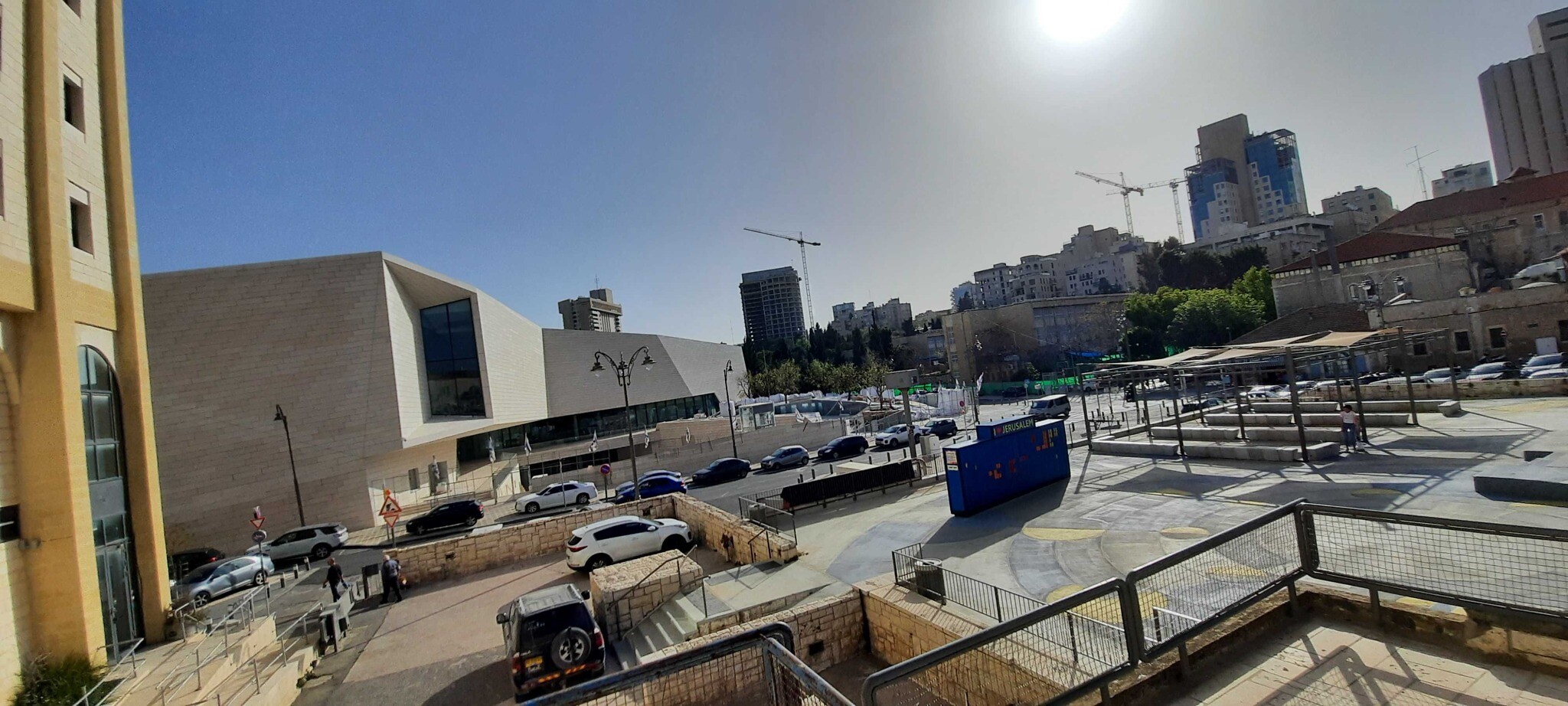 A view of the under-construction Museum of Tolerance Jerusalem on April 5, 2021. (Joshua Davidovich/Times of Israel)