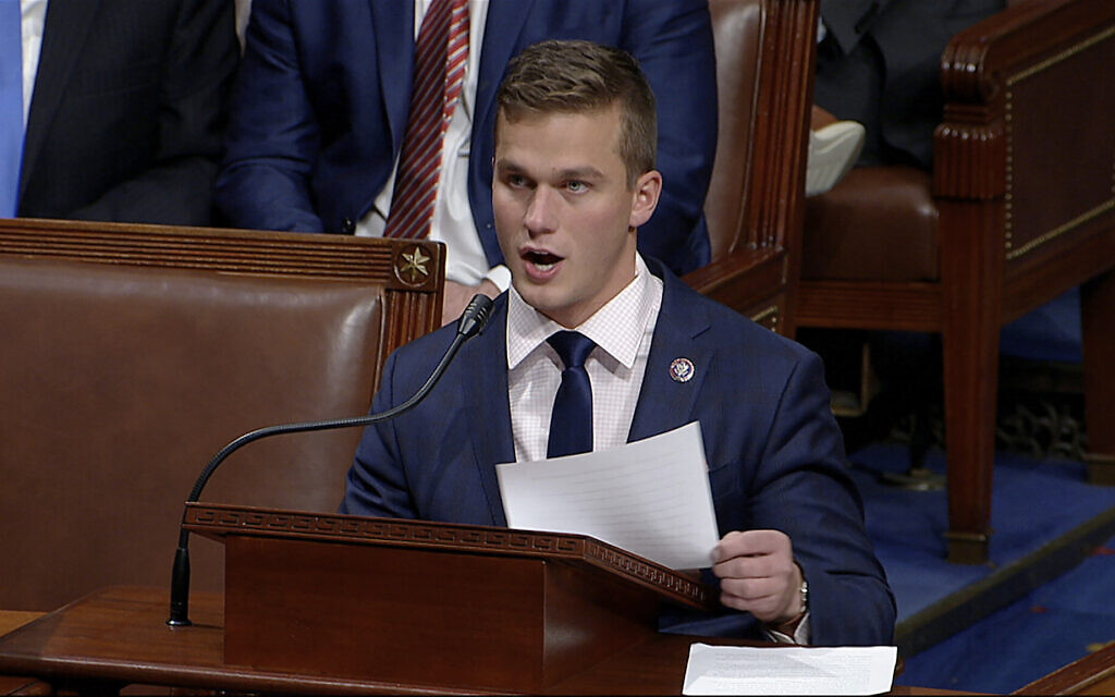 In this image from video, Rep. Madison Cawthorn, Republican-North Carolina, January 7, 2021. (House Television via AP)
