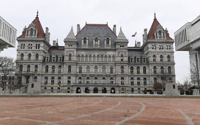 Exterior view of the New York state Capitol, Jan. 17, 2021, in Albany, New York (AP Photo/Hans Pennink)